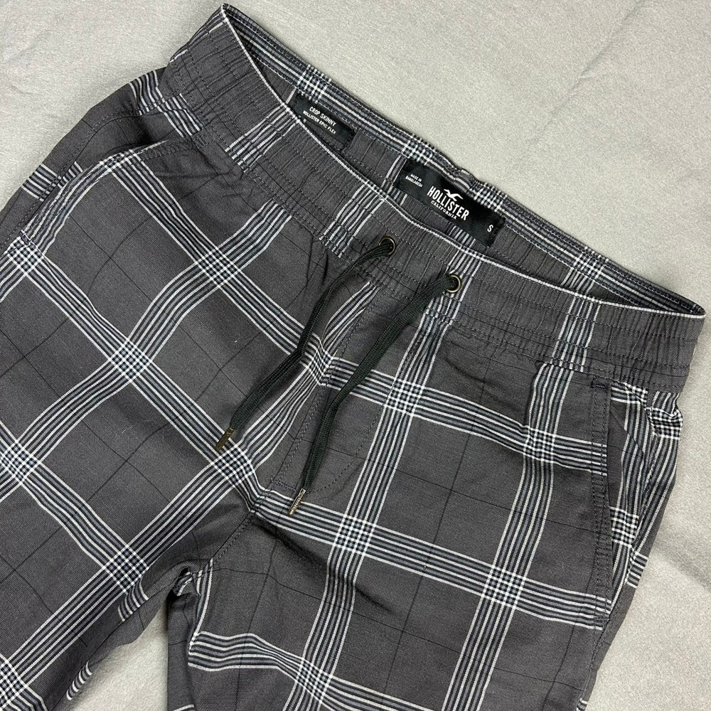 Hollister Epic Flex Skinny Chino Pants Plaid Mens Small Grey